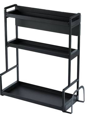 长30 40 50宽15  22cm窄黑色厨房置物架灶台面放调料架子双层三层