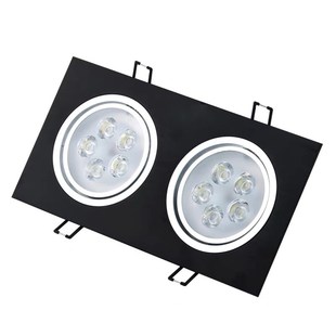 雷欧双头射灯LED格栅双筒长方形筒灯过道天花斗胆灯嵌入式豆胆灯