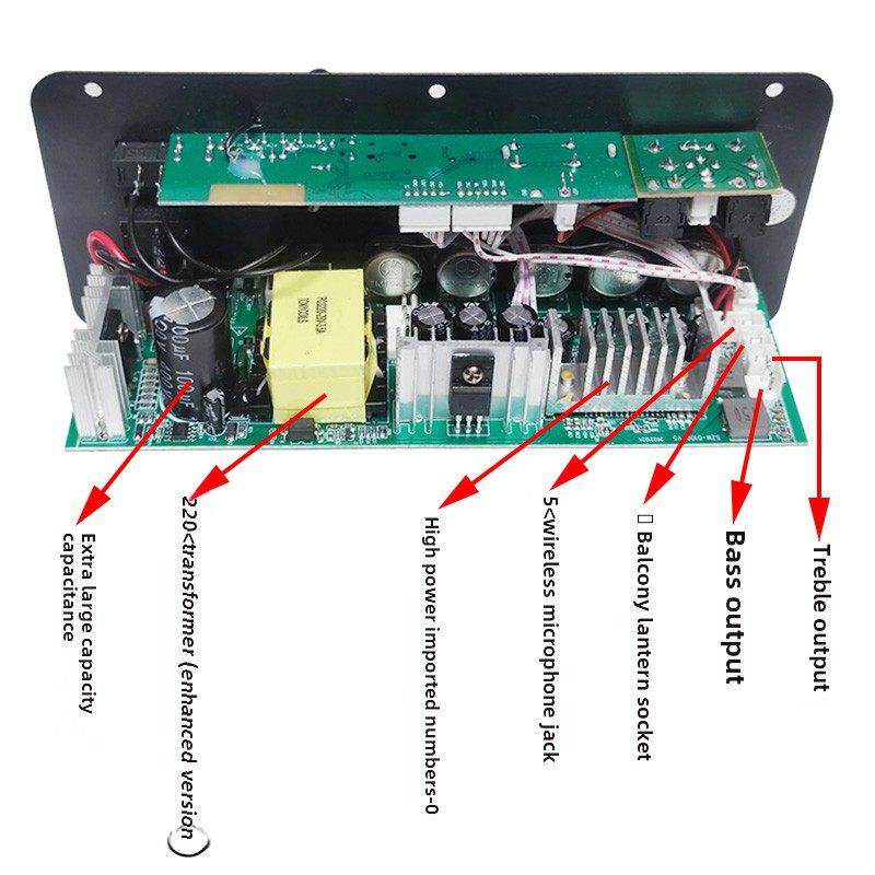 蓝牙功率放大器板12V24V220V通用6-18英寸大功率低音炮音频数字主