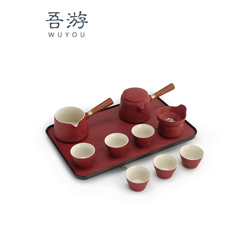 武友婚庆功夫茶套装家用陶瓷茶杯茶盘高档礼盒供新婚夫妇使用