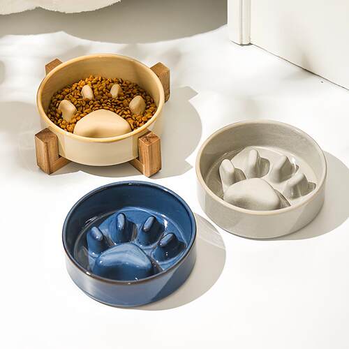 陶瓷狗碗慢食碗狗食猫食盆狗盆猫碗狗狗碗宠物防噎狗饭盆釉下彩
