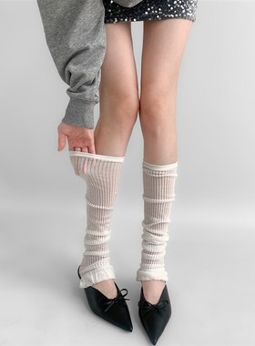 夜间教习室灰色堆堆袜套春秋款泡泡口jk白色小腿袜子女薄腿套y2k