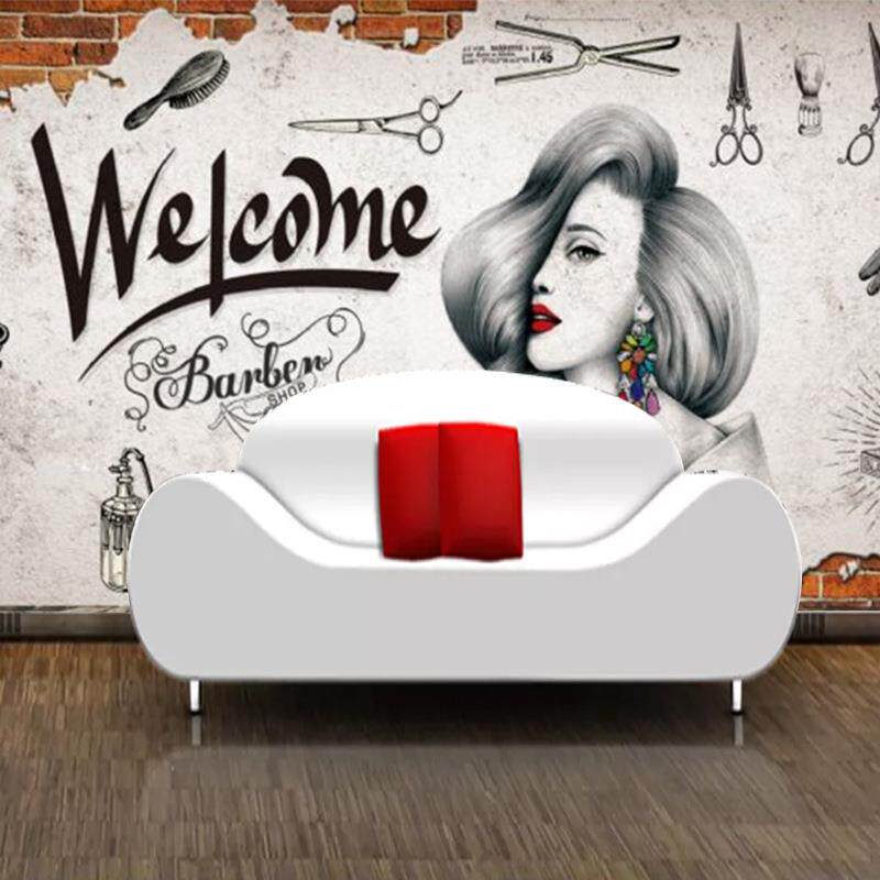 SPA理发店海报墙装饰墙贴纸橱窗店铺美容美发贴画背景海报发廊