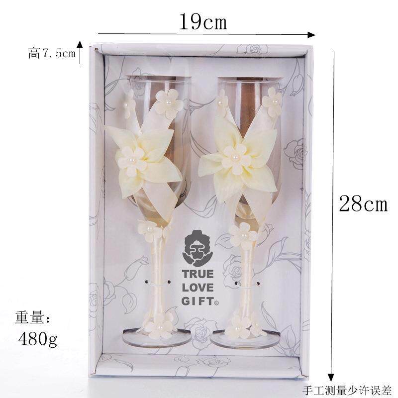 婚礼西式创意玻璃高脚杯对杯结婚用品装饰套杯透明礼服酒杯工厂