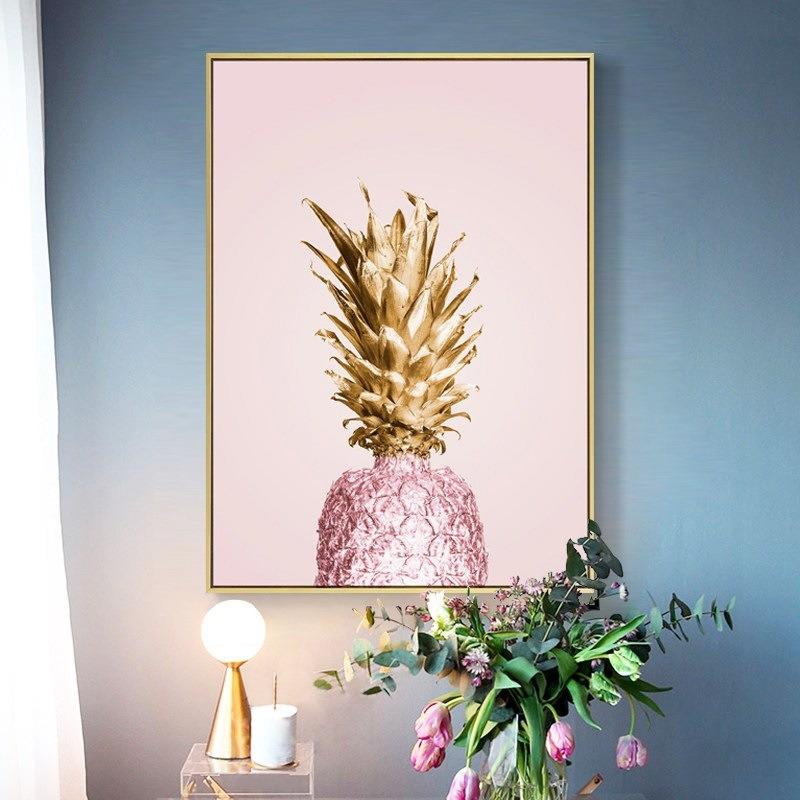 果然有味北欧风格ins客厅装饰画粉色少女心挂画菠萝餐厅水果壁画