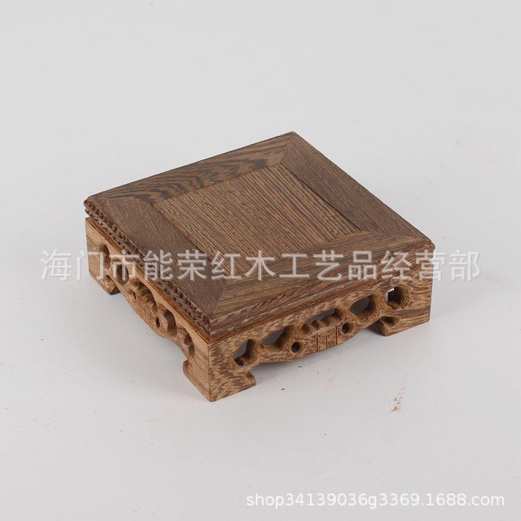 红木质工艺品奇玉石摆件实木底座正方形鸡翅木雕托紫砂壶特价