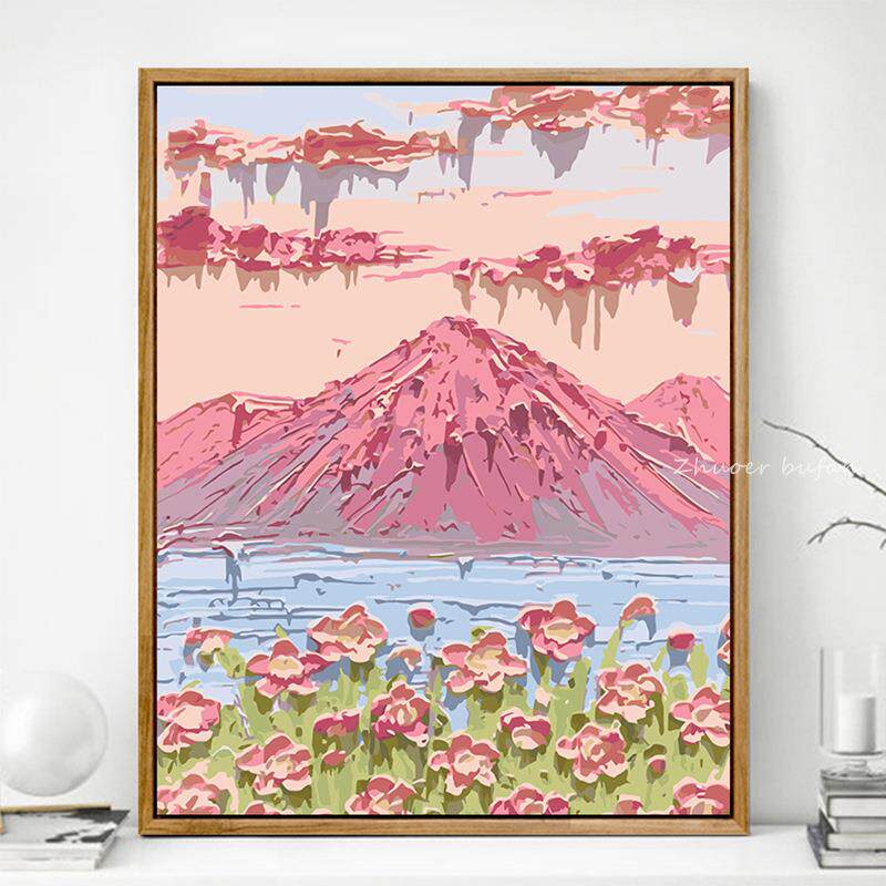 肌理画diy材料立体石英砂丙烯数字油画粉色沙滩手工画画彩画