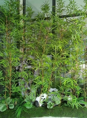 仿真竹子假塑料绿色叶子落地阳台橱窗隔断围挡景观室内外装饰造景