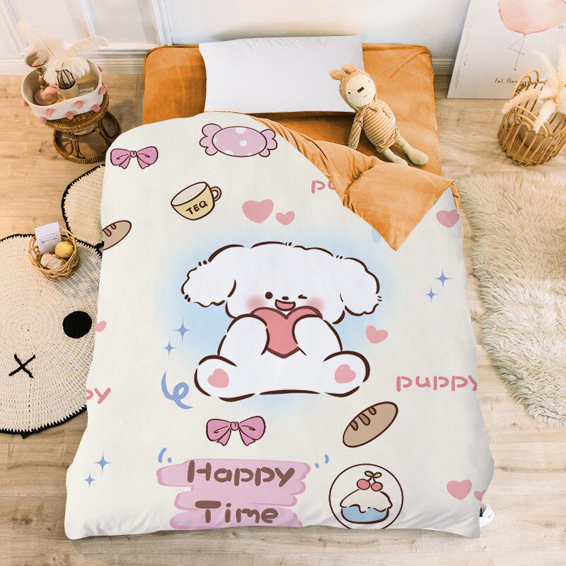 可爱狗毛绒被套单件学生宿舍单人双面加绒加厚冬季珊瑚绒被罩冬天