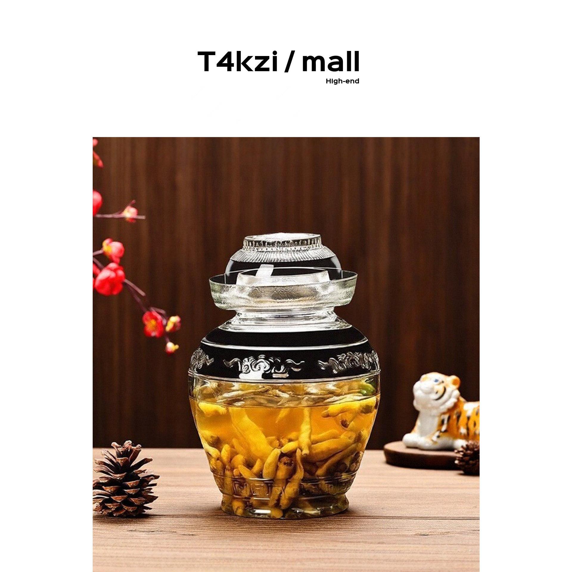 T4kzi中式泡菜坛子家用大容量密封食品级高颜值加厚玻璃储物罐