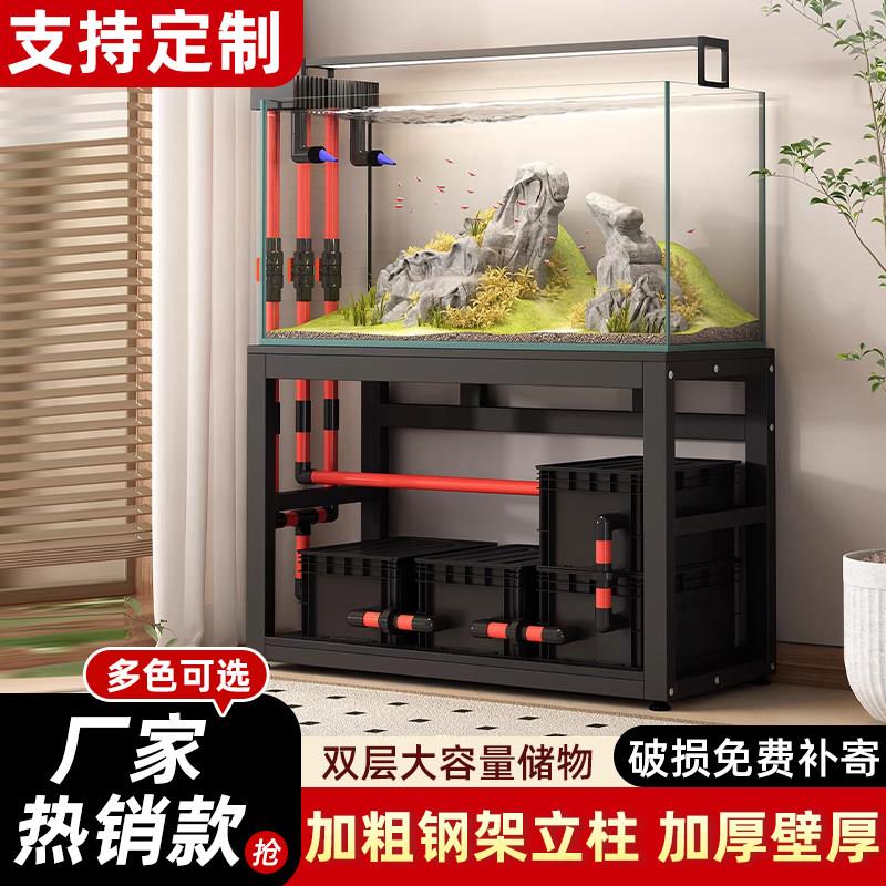 鱼缸架水族箱专用架子超强承重双层钢架小型鱼缸桌金属支架放置柜