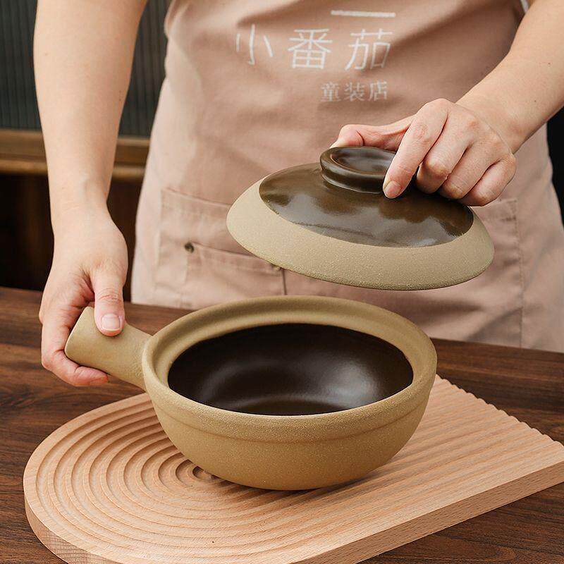 广东老式啫啫煲锅传统陶土无釉煲仔饭土砂锅家用单手柄小沙煲商用