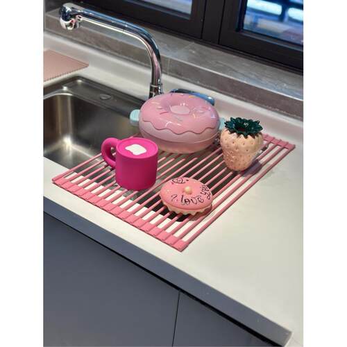 采购产品厨房排水架，可折叠的盘子存储架在水槽上，食品级硅胶洗