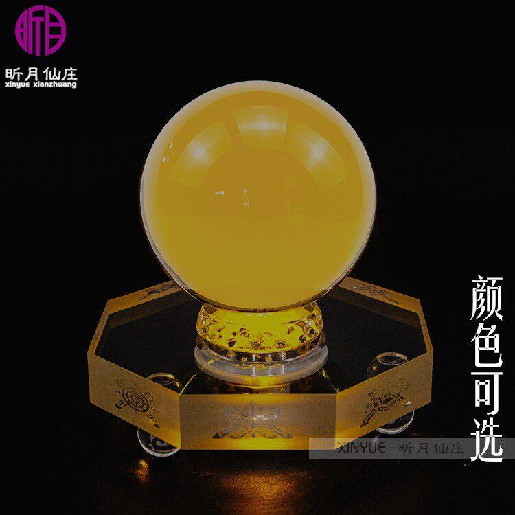 新款水晶球底座托发光佛像圆形玻璃七彩色水晶球现代工艺品底座