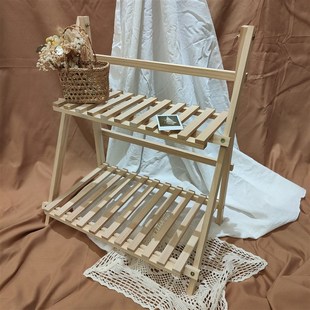 置物架收纳架家用杂物架书架展示架木架花架双层厨卫室内折叠实木