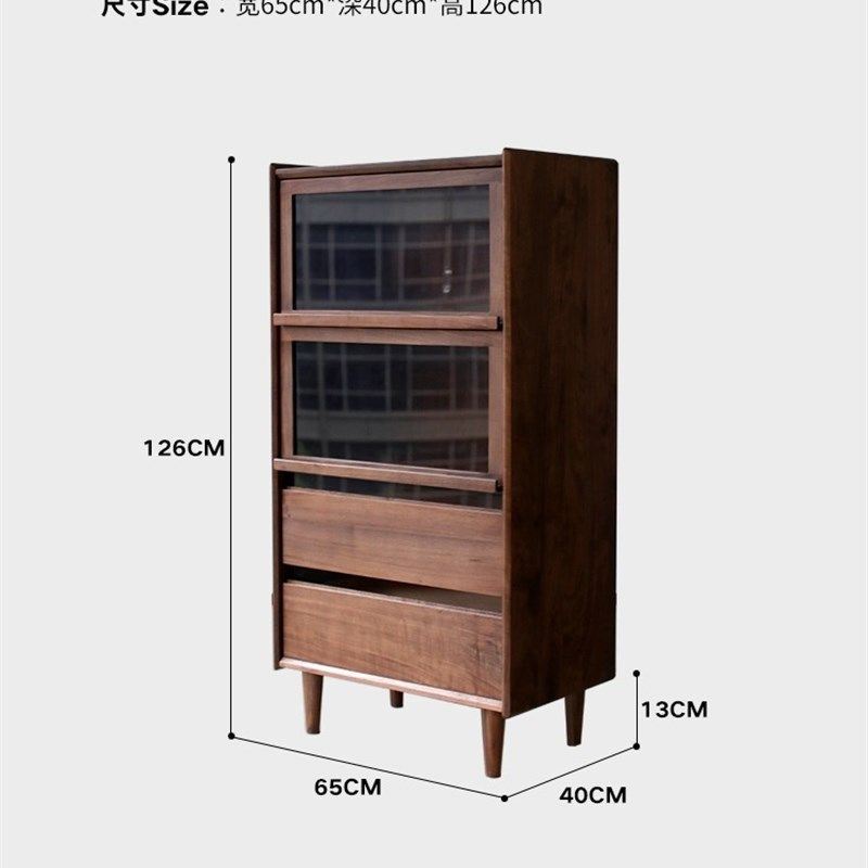 黑胡桃实木电视边柜沙发立柜北欧餐边柜客厅收纳柜厨房置物柜碗柜,住宅家具,家用陈列柜,淘宝优惠券,粉丝福利购,淘宝优惠卷