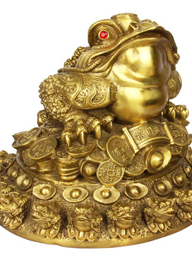 铜金蟾摆件21仔蟾摆件铜聚宝盆金蟾摆件