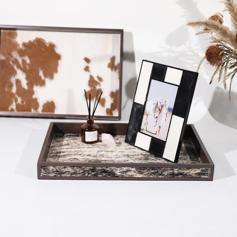 家居轻奢风长方形实木马毛托盘摆件样板间茶几玄关皮质收纳盘,家居饰品,装饰坐盘/挂盘,淘宝优惠券,粉丝福利购,淘宝优惠卷