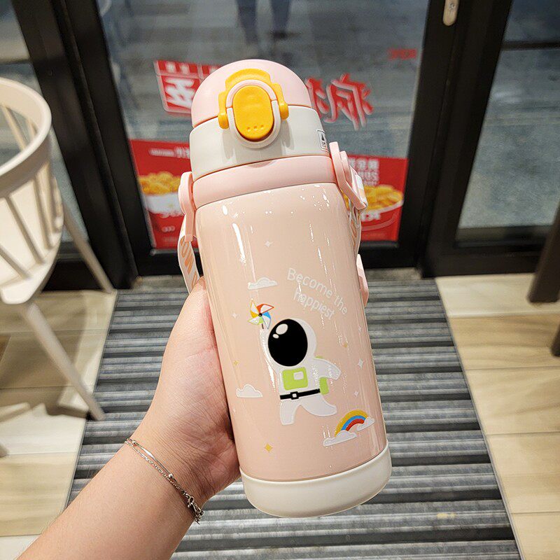 儿童保温杯女带吸管两用水壶幼儿园男宝宝水杯便携可斜挎定制刻字