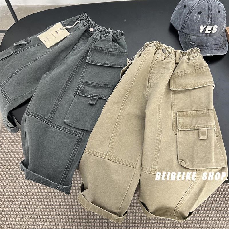 男童复古牛仔裤宽松工装裤2024春款儿童直筒裤男孩时髦长裤子时髦,童装/婴儿装/亲子装,裤子,淘宝优惠券,粉丝福利购,淘宝优惠卷