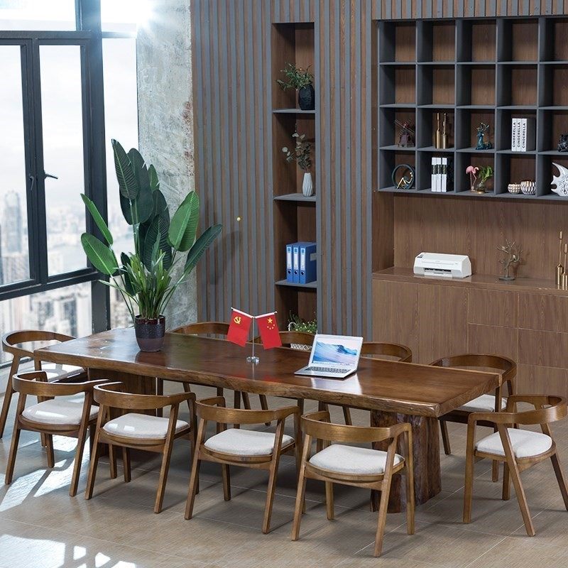 新中式实木会议桌椅组合长条桌办公桌洽谈桌复古大板桌功夫泡茶桌,商业/办公家具,会议桌,淘宝优惠券,粉丝福利购,淘宝优惠卷