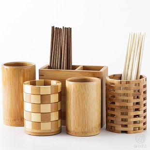 品竹竹筷子筒工艺圆筷笼竹笼沥水厨房收纳壁挂竹桶镂空竹筒筷子笼