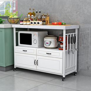 岩板餐边柜家用厨房切菜桌灶台边桌大理石储物架餐厅碗橱微波炉柜