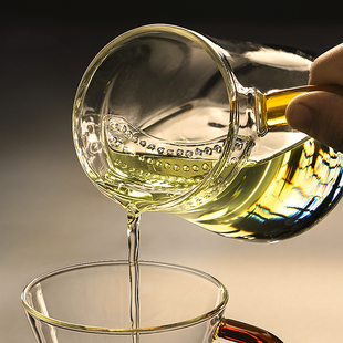 月牙杯耐热自带过滤玻璃杯龙井绿茶杯带盖办公室泡茶杯水杯子带把