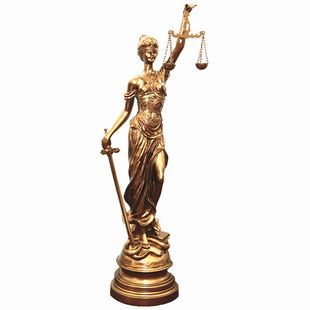 仿铜司法公平公正正义女神忒弥斯雕塑雕像律师办公室法律天平摆件