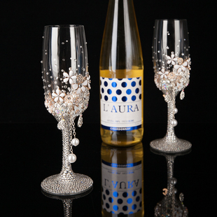 欧式婚庆婚礼对杯高脚酒杯一对创意香槟杯个性小号红酒杯礼盒套装