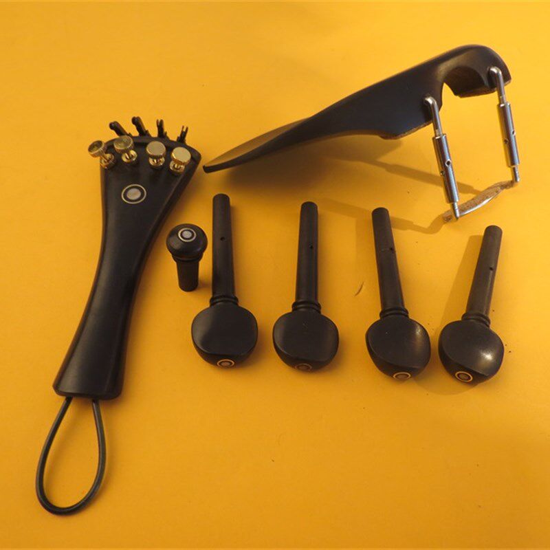 小提琴4/4乌木全套配件弦轴/拉弦板/腮托/尾柱安装微调 尾绳 腮丝