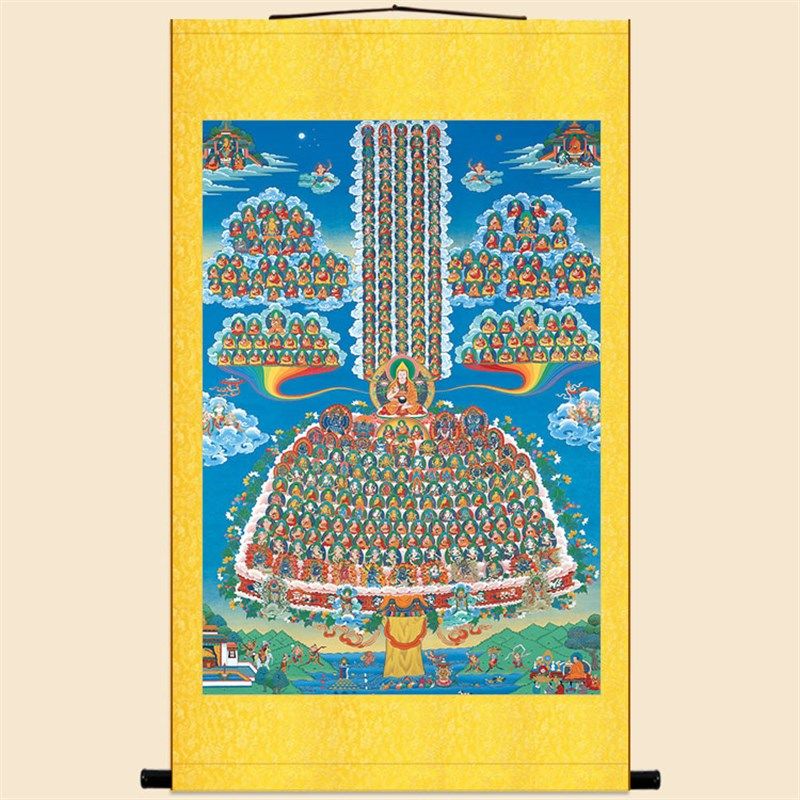 藏传格鲁派皈依境画像 高清绢布卷轴挂画 佛堂唐卡装饰画来图定制