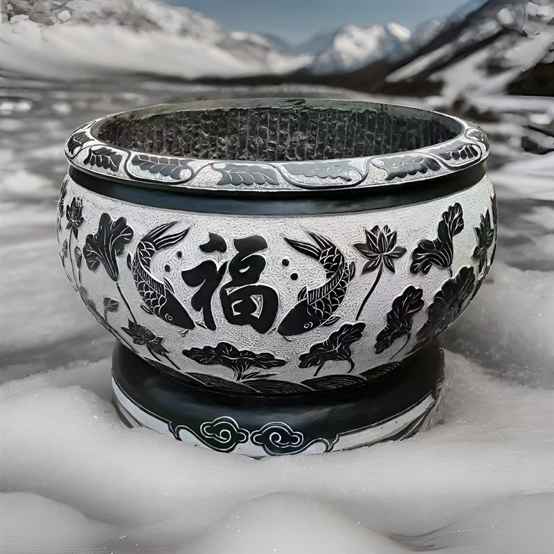 石雕鱼缸青石荷花缸天然仿古荷花盆门海,家居饰品,石雕,淘宝优惠券,粉丝福利购,淘宝优惠卷