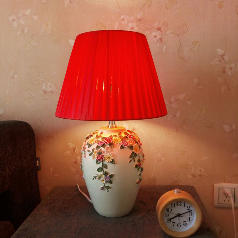 欧式布艺灯罩外壳个性创意红色婚喜庆小台灯落地大罩个性创意卧室