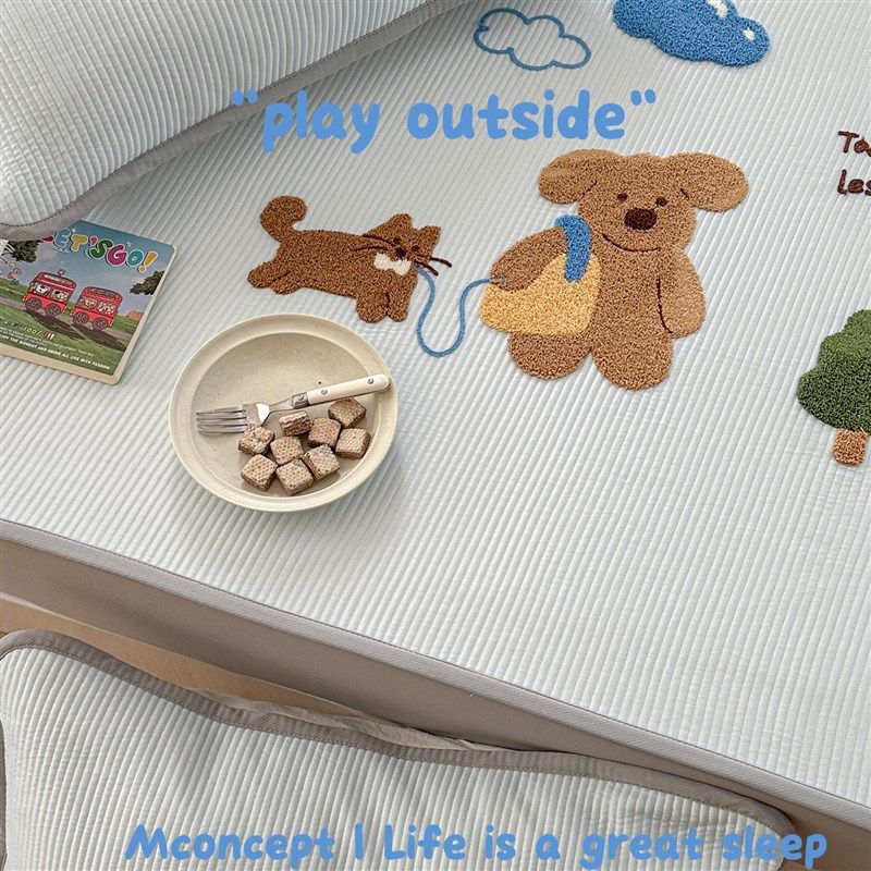 月光集【饼干小狗】夏季A类冰丝凉席三件套凉感机洗空调软席套件,床上用品,冰丝席,淘宝优惠券,粉丝福利购,淘宝优惠卷