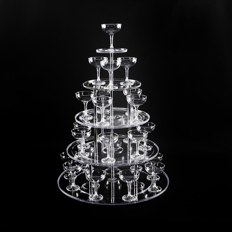 婚庆香槟塔烛台倒酒香槟塔圆形塑料高脚婚庆道具亚克力酒塔架子