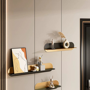 意式轻奢铁艺墙上置物架玄关卧室书房餐客厅背景展示壁挂一字隔板