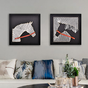 钉子绕线画diy手工定制制作材料包 马头绕绳画创意礼物立体弦丝画