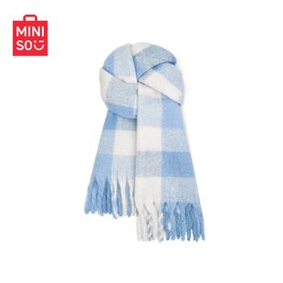 MINISO名创优品氛围格子撞色围巾女2025冬新款保暖加厚围脖披肩男