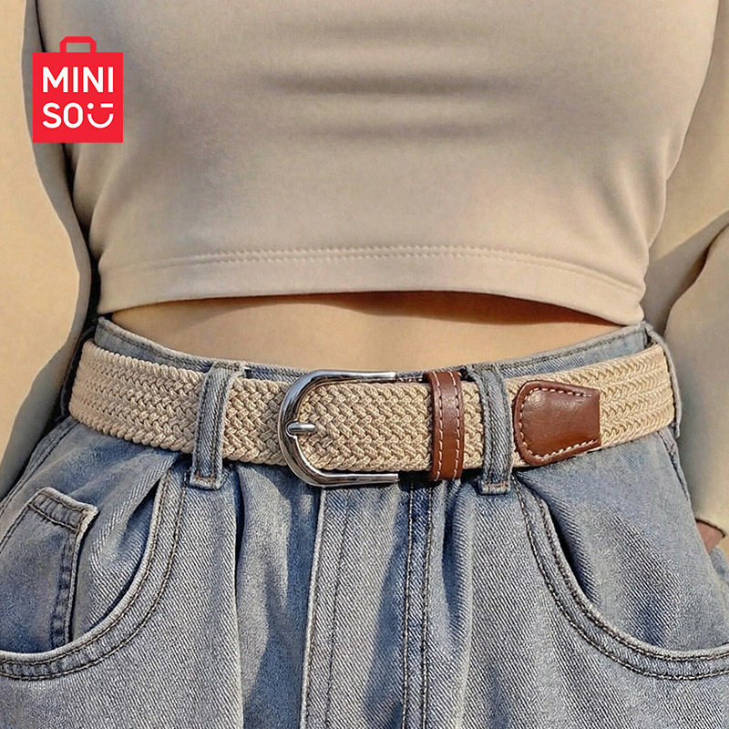 MINISO名创优品腰带女编织帆布皮带通用潮流休闲大码牛仔学生裤带