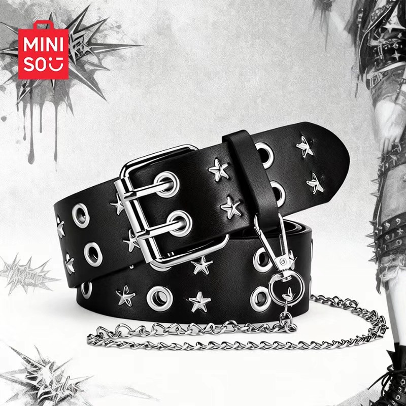 MINISO名创优品复古设计感铆钉朋克风腰带男女通用款潮流金属皮带,服饰配件/皮带/帽子/围巾,腰带/皮带/腰链,淘宝优惠券,粉丝福利购,淘宝优惠卷