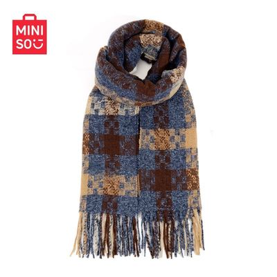 MINISO名创优品格子围巾新款秋冬季高级加厚百搭氛围保暖围脖学生