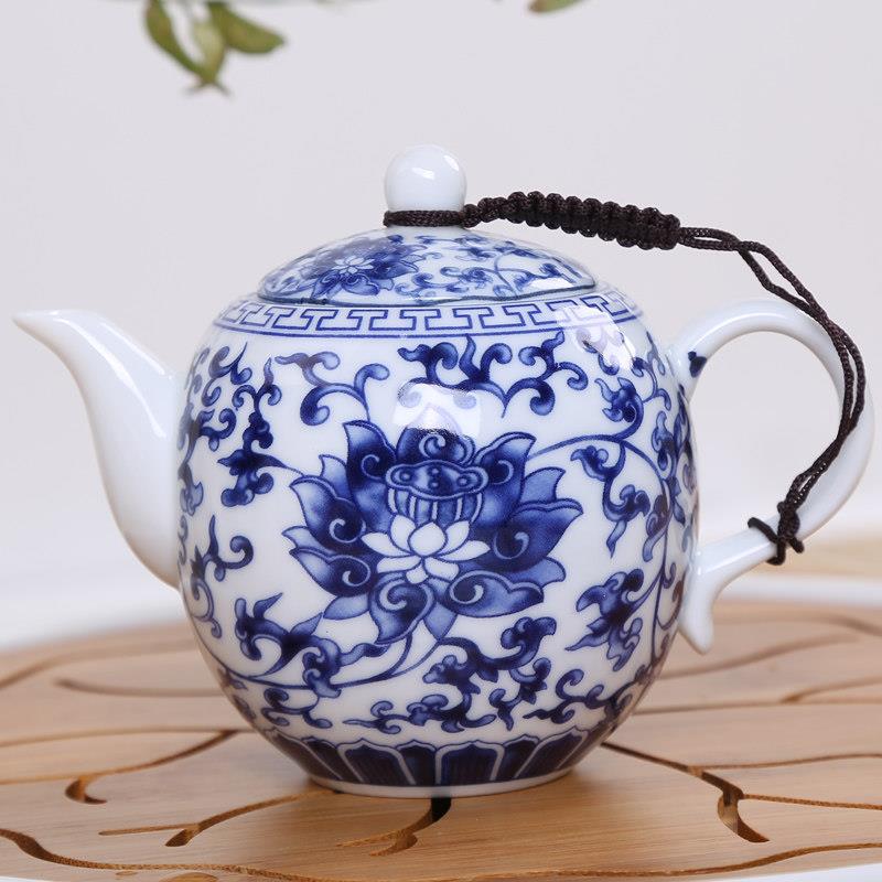 特价整套青花瓷功夫茶具套组办公家用茶壶带过滤孔陶瓷单壶水壶盖