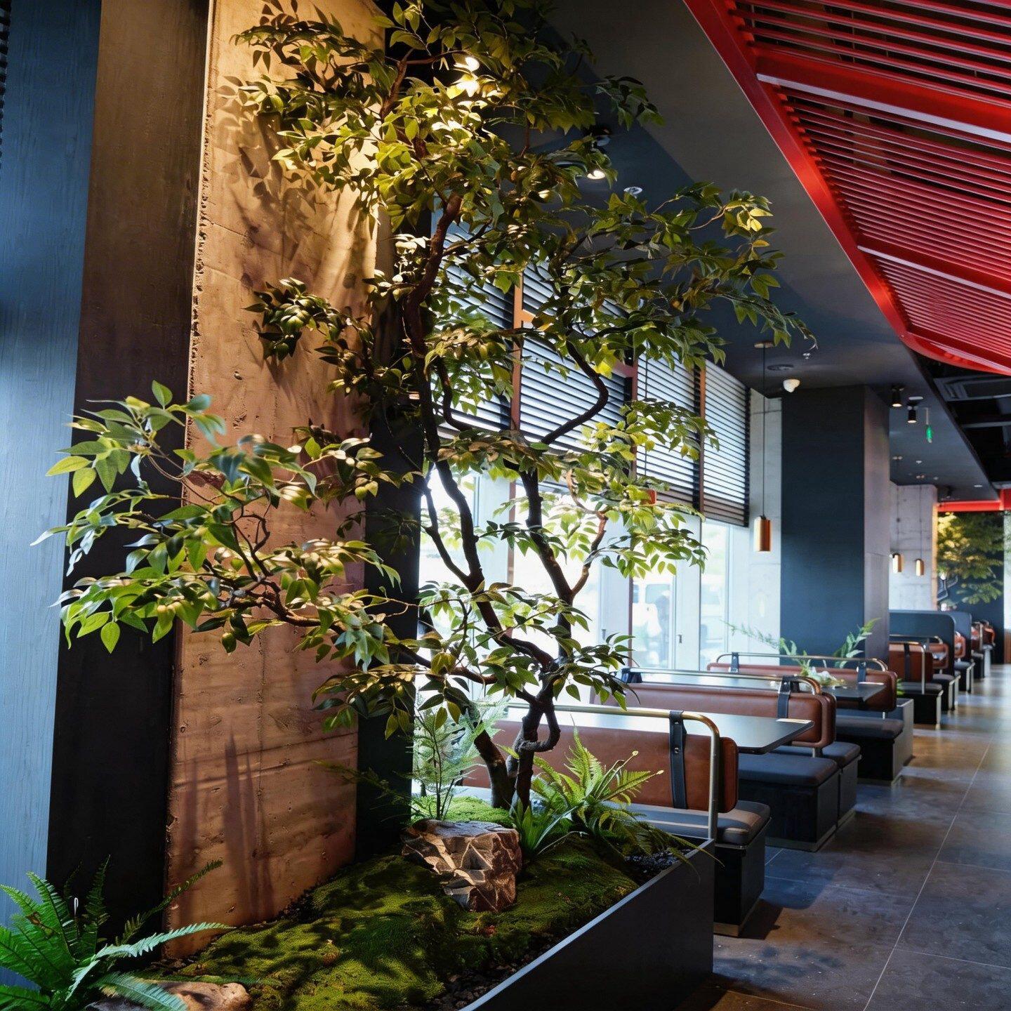 室内高级感彷真绿色植物造景门店走廊大型马醉木假树落地景观装饰