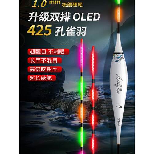 海悦Oled孔雀羽毛矩阵灯珠尾日夜数字发光漂移高灵敏度咬钩变色42