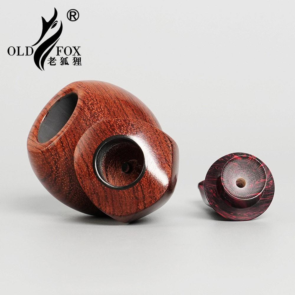 OLD FOX-老狐狸花梨木烟斗烟具坎伯兰烟嘴大气室空腔斗实木烟斗