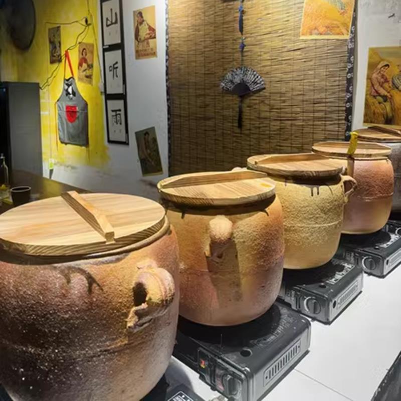 砂锅吊铫子老式手工粗土砂锅家商用明肉火炖卤配炭炉底座煨汤瓦罐