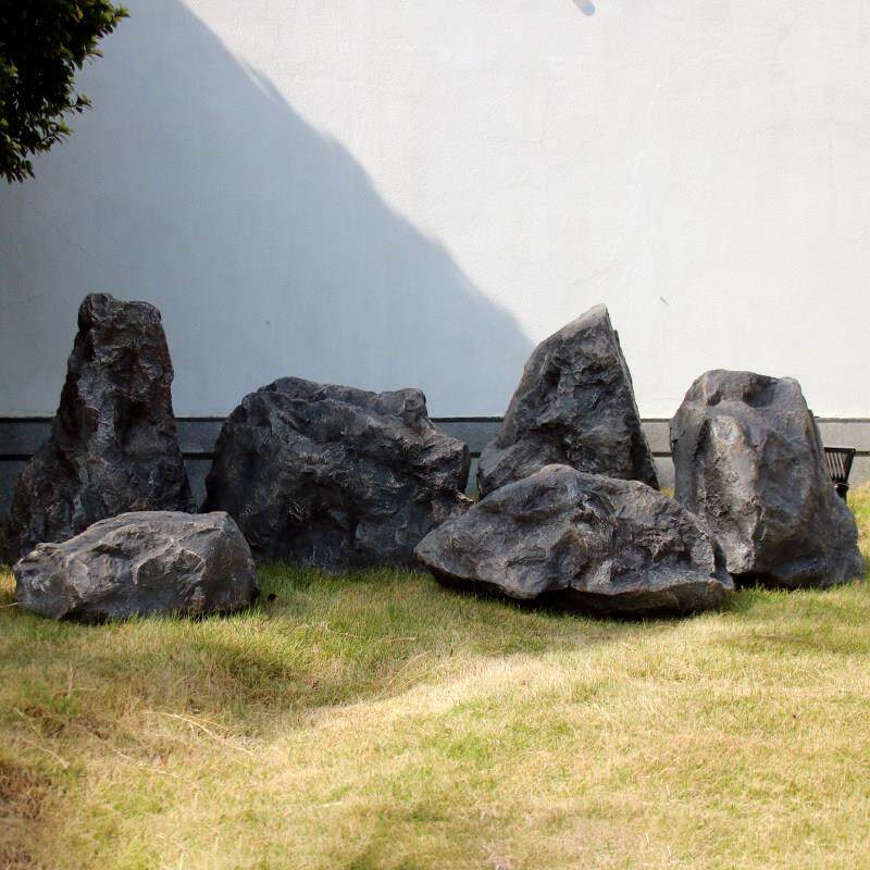 仿真空心石头造景鱼缸假山石庭院花园景观石展厅橱窗装饰布置摆件