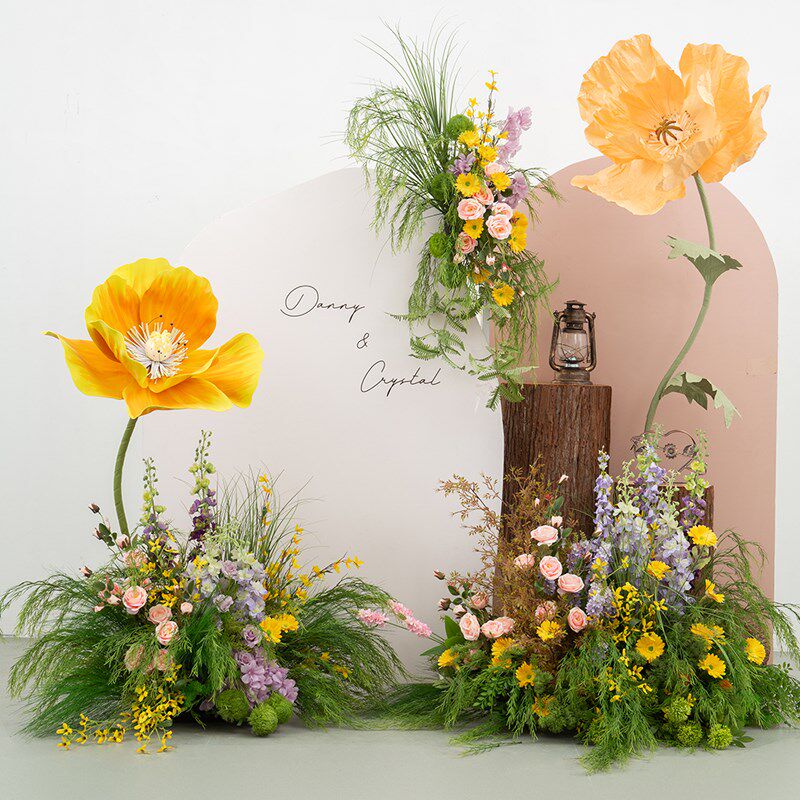 仿真花装饰场景布置造景迎宾婚礼橱窗拍照绿植背景花艺定制花卉