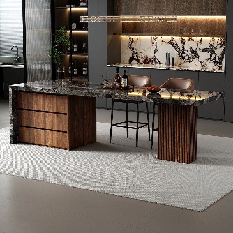 齐平岛台餐桌一体开放式高端家用高级导台定制岩板倒台意式风吧台,住宅家具,岛台餐桌,淘宝优惠券,粉丝福利购,淘宝优惠卷